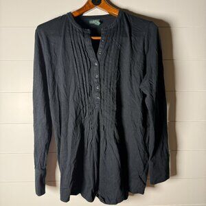 Women's Lauren Jeans Co. 100% Cotton Tuxedo Shirt Size XL Black